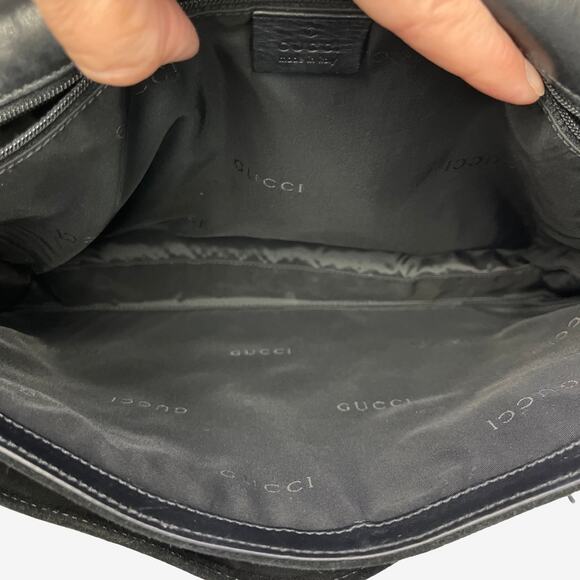 Gucci Black Suede Shoulder Bag 001 3266 Vintage Messenger Style Made In Italy - Picture 11 of 16
